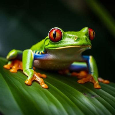  Red-Eyed Tree Frog:  A Marvelous Amphibian With Vibrant Eyes That Gleam Like Precious Jewels Under Moonlight!